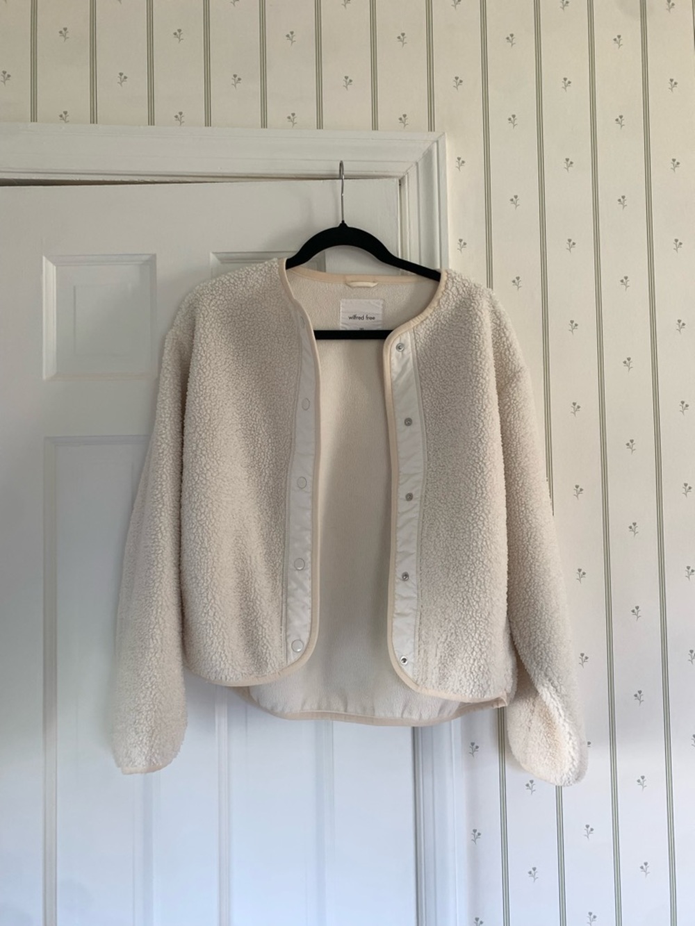 Wilfred Cream Teddy Snap-Front Jacket